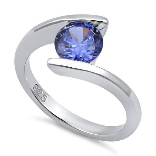 Sterling Silver Tanzanite-tone CZ Ring
