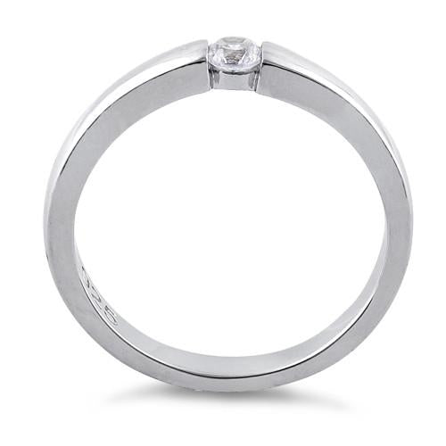 Sterling Silver Round Clear CZ Ring