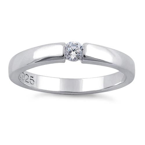 Sterling Silver Round Clear CZ Ring