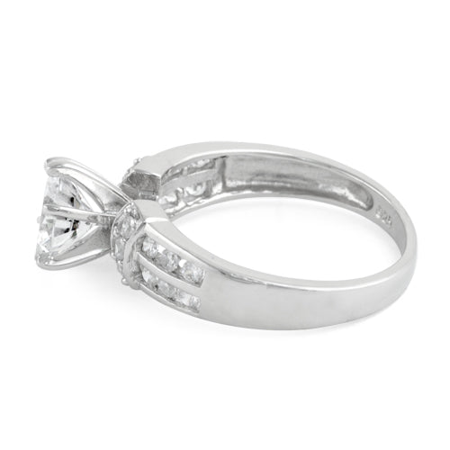 Sterling Silver Round Cut Clear CZ Engagement Ring