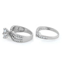Sterling Silver CZ Engagement Ring Set