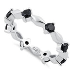 Sterling Silver Round Cut Eternity Black CZ Ring