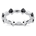 Sterling Silver Round Cut Eternity Black CZ Ring