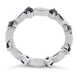 Sterling Silver Round Cut Eternity Black CZ Ring