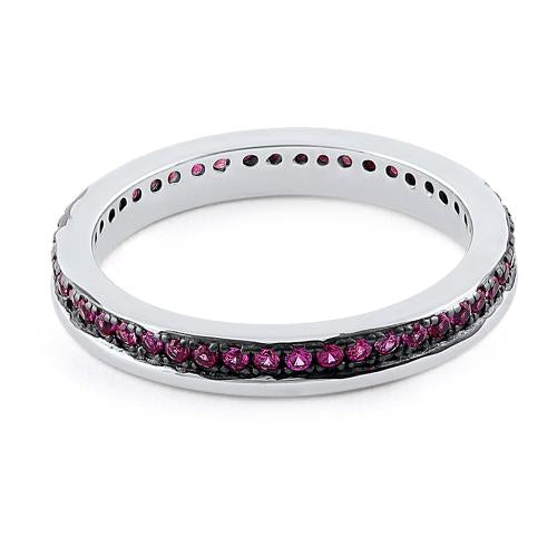 Sterling Silver Ruby CZ Eternity Band