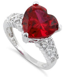 Sterling Silver Red Heart CZ Ring