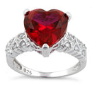 Sterling Silver Red Heart CZ Ring