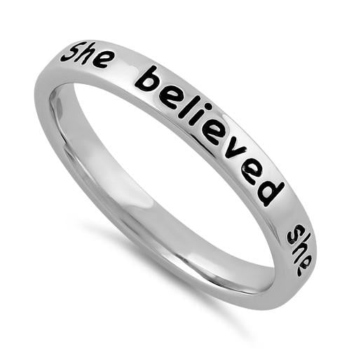 Sterling Silver "She believed she could, so she did" Ring