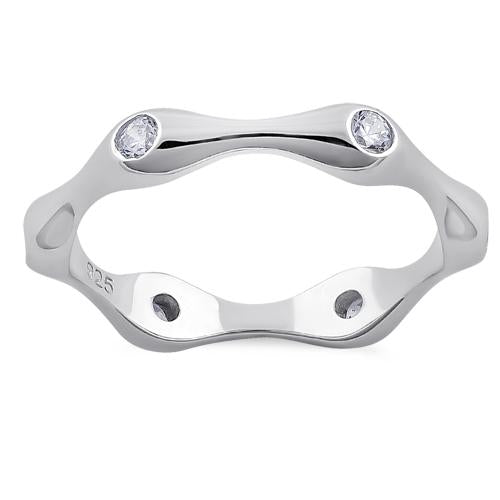 Sterling Silver Six Sided Clear CZ Ring