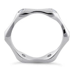 Sterling Silver Six Sided Clear CZ Ring