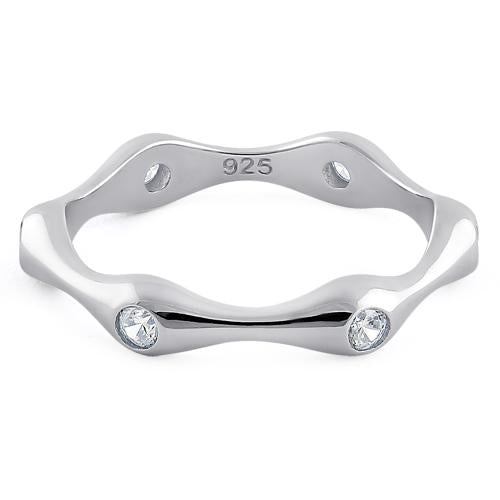 Sterling Silver Six Sided Clear CZ Ring