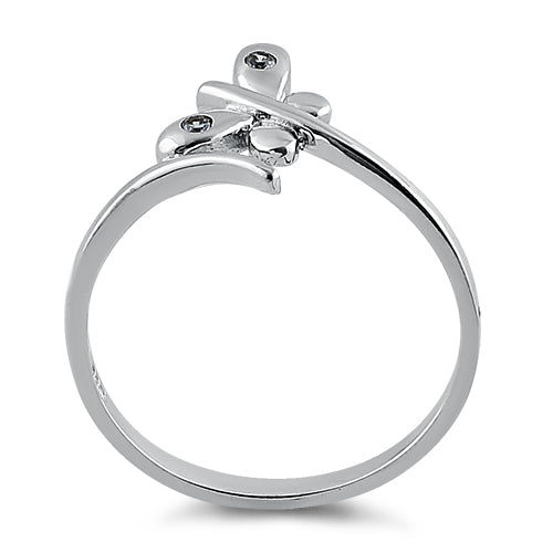 Sterling Silver Small Butterfly CZ Ring