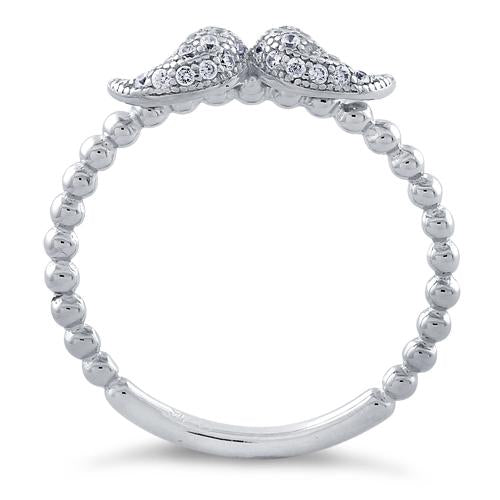 Sterling Silver Small Love Birds Kissing CZ Ring