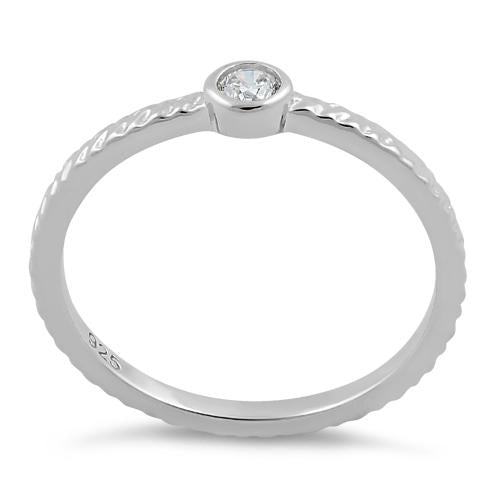 Sterling Silver Small Round Cut Clear CZ Ring