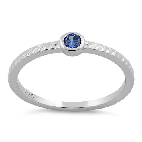 Sterling Silver Small Round Cut Tanzanite CZ Ring