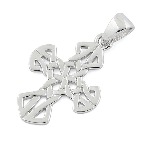 Sterling Silver Small Unique Celtic Cross Pendant