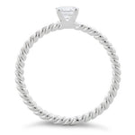 Sterling Silver Solitaire CZ Rope Ring
