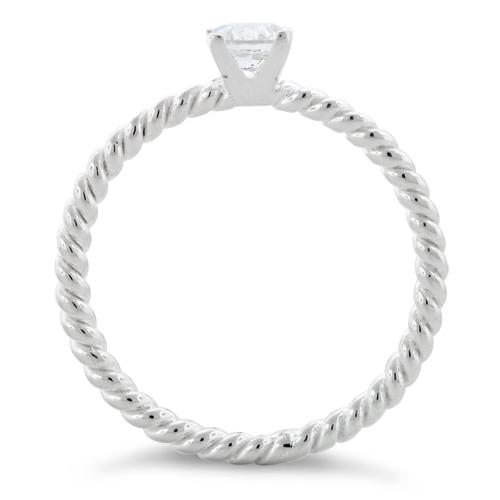 Sterling Silver Solitaire CZ Rope Ring