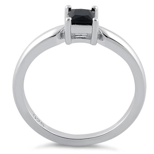 Sterling Silver Square Black CZ Ring