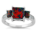 Sterling Silver Black Lab-Opal CZ Ring