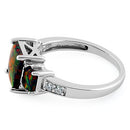 Sterling Silver Black Lab-Opal CZ Ring