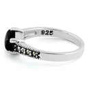 Sterling Silver Square Black Onyx Marcasite Ring