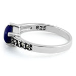 Sterling Silver Square Blue Lapis Marcasite Ring