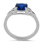 Sterling Silver Square Blue CZ Celtic Ring