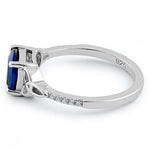 Sterling Silver Square Blue CZ Celtic Ring