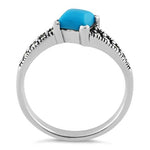 Sterling Silver Square Simulated Turquoise Marcasite Ring