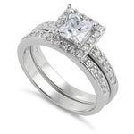 Sterling Silver Princess-Cut CZ 2-Piece Engagement Ring
