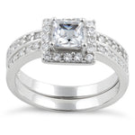 Sterling Silver Princess-Cut CZ 2-Piece Engagement Ring