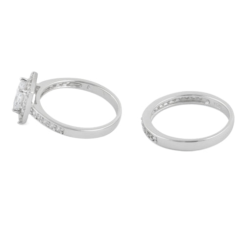 Sterling Silver Princess-Cut CZ 2-Piece Engagement Ring