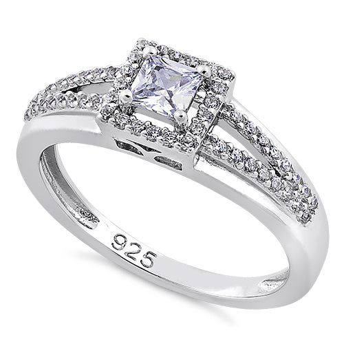 Sterling Silver Princess-Cut CZ Ring