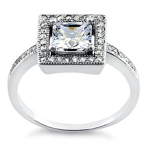 Sterling Silver Square CZ Ring