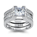 Sterling Silver Princess-Cut 2-Piece CZ Engagement Ring