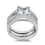 Sterling Silver Princess-Cut 2-Piece CZ Engagement Ring