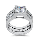 Sterling Silver Princess-Cut 2-Piece CZ Engagement Ring
