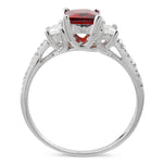 Sterling Silver Rectangular Garnet CZ Ring