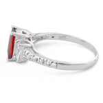 Sterling Silver Rectangular Garnet CZ Ring