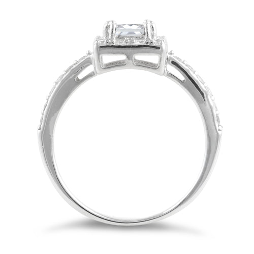Sterling Silver Square Halo Engagement Ring