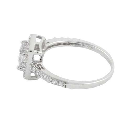 Sterling Silver Square Halo Engagement Ring