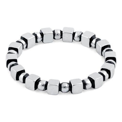 Sterling Silver Stackable Bead and Cube Eternity Ring