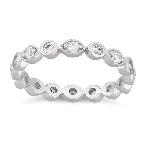 Sterling Silver Stackable Eternity Eye CZ Ring