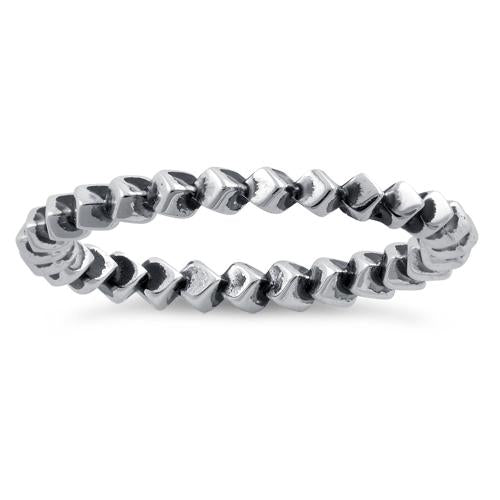 Sterling Silver Stackable Revolving Cube Eternity Ring