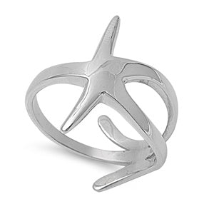 Sterling Silver Star Fish Slick Style Ring