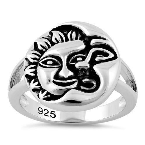Sterling Silver Sun and Moon Ring