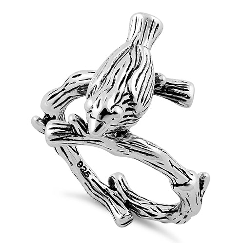 Sterling Silver Sweet Bird on a Branch Ring