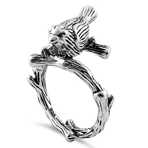 Sterling Silver Sweet Bird on a Branch Ring