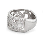 Sterling Silver Swirl Design Pave CZ Ring